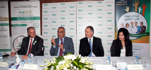 Stakeholders talk to the press on an awareness plan by the Health Care Accreditation Council, which will peak in November, in Amman on Thursday (Petra photo)